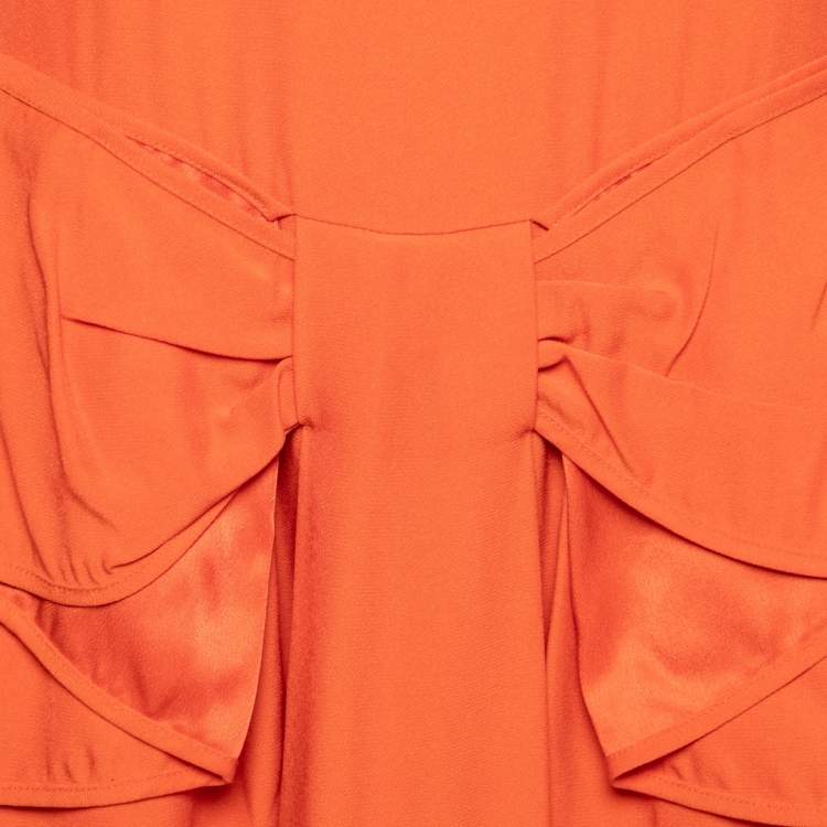 Pre Owned Red Valentino Orange Crepe Sleeveless Bow Detail Dress M