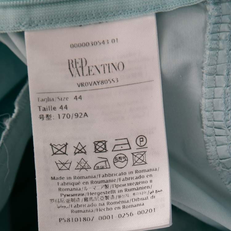 Pre Owned RED Valentino Blue Cotton Taffeta Bow Detail Sleeveless Midi Dress M