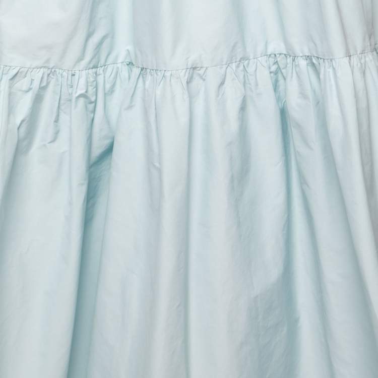 Pre Owned RED Valentino Blue Cotton Taffeta Bow Detail Sleeveless Midi Dress M