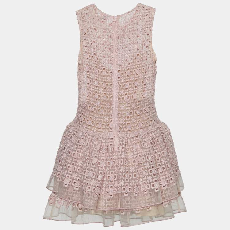 Pre Owned RED Valentino Pink Floral Lace Sleeveless Dress S