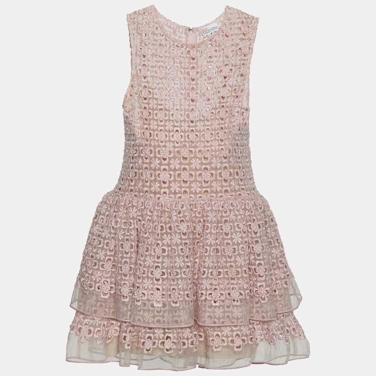 Pre Owned RED Valentino Pink Floral Lace Sleeveless Dress S