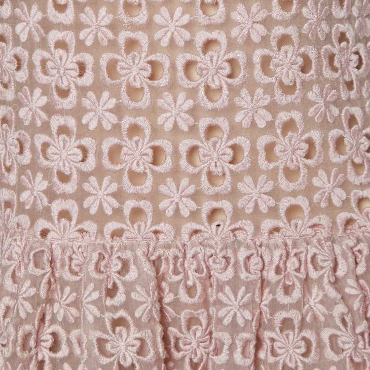 Pre Owned RED Valentino Pink Floral Lace Sleeveless Dress S