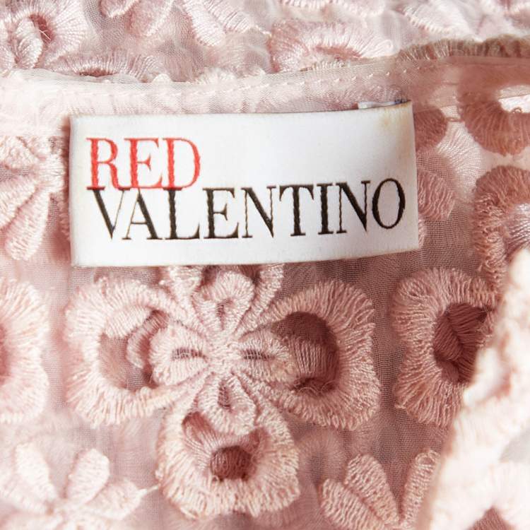Pre Owned RED Valentino Pink Floral Lace Sleeveless Dress S