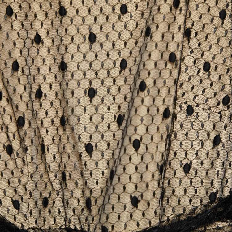 Pre Owned RED Valentino Black Tulle Tiered Belted Dress M