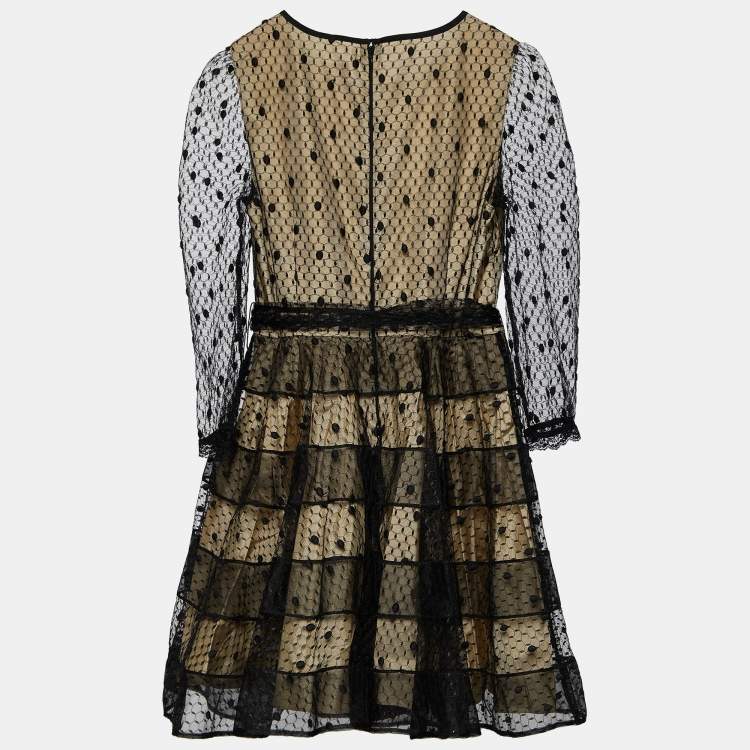 Pre Owned RED Valentino Black Tulle Tiered Belted Dress M