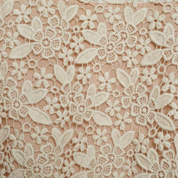 Pre Owned RED Valentino Cream Silk & Lace Sleeveless Top M
