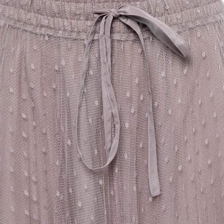 Pre Owned RED Valentino Light Purple Polka-Dot Tulle Pleated Midi Skirt M    