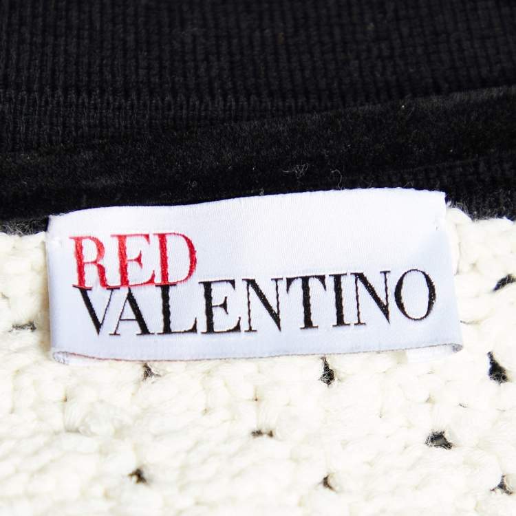 Pre Owned RED Valentino Monochrome Knit Zip Up Cardigan XL