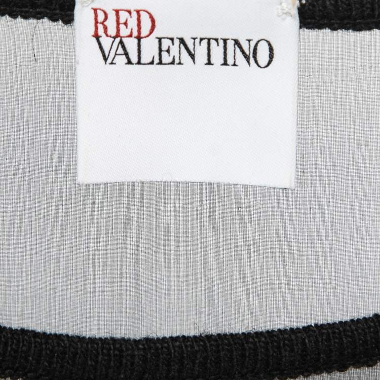 Pre Owned Red Valentino Black Knit & Silk Sequin Embellished Top  M