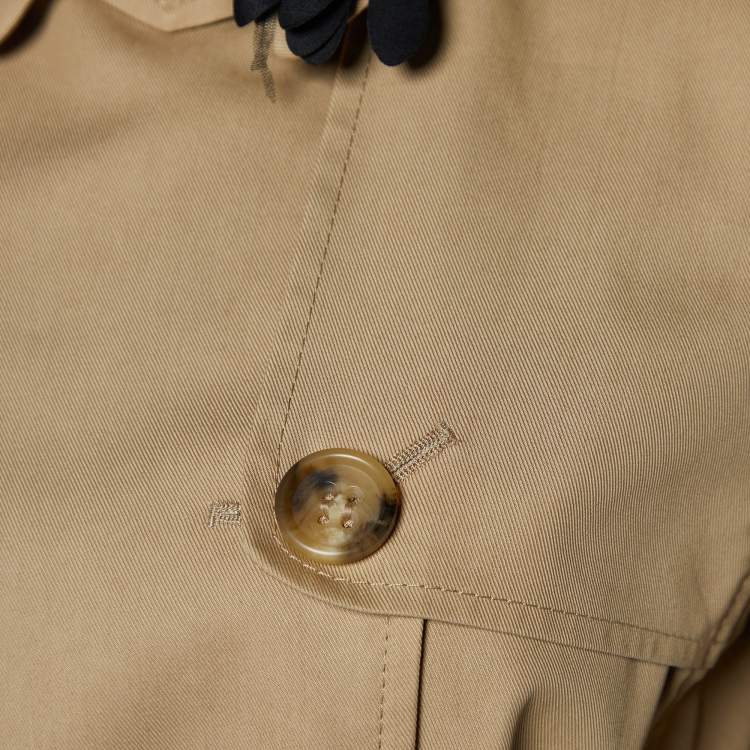 Pre Owned RED Valentino Beige Gabardine Swan Patch Belted Trench  Coat XS