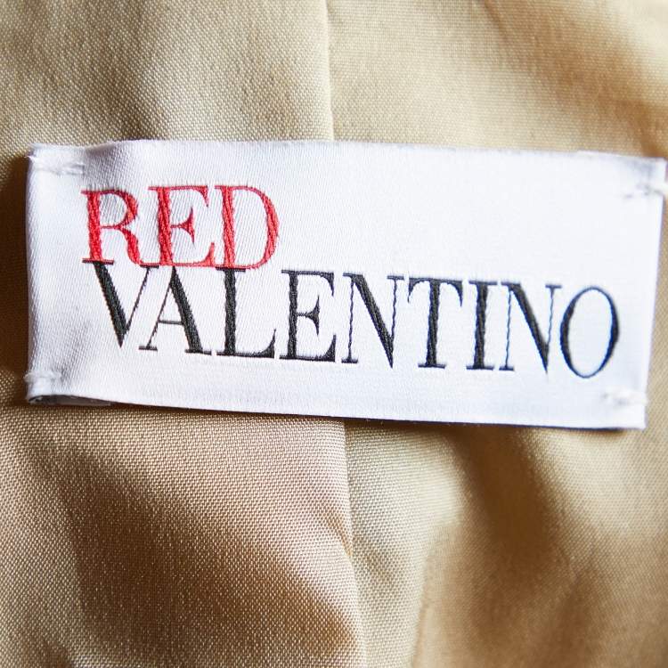 Pre Owned RED Valentino Beige Gabardine Swan Patch Belted Trench  Coat XS