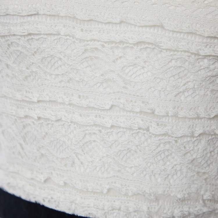 Pre Owned RED Valentino White Lace Contrast Bow Detail Mini Dress S