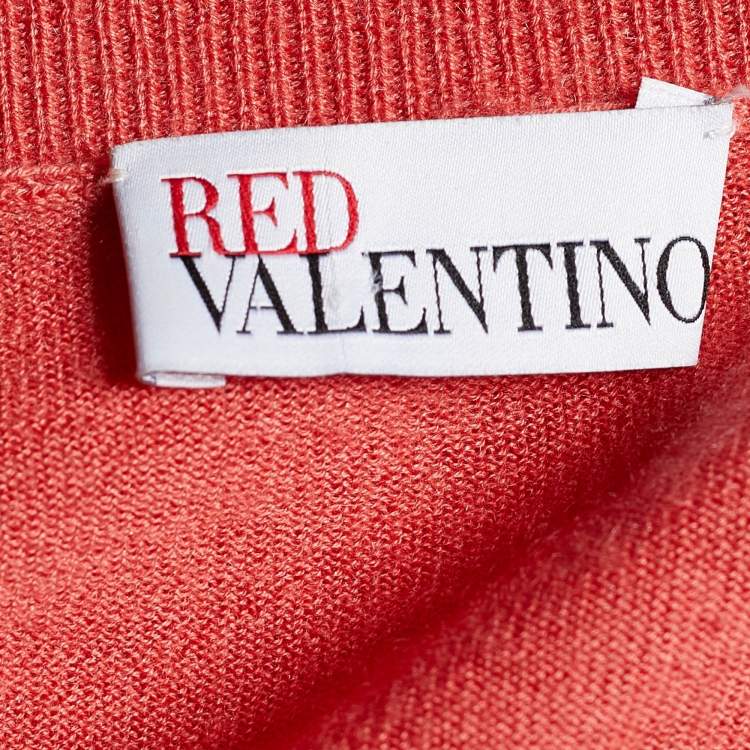Pre Owned Red Valentino Coral Pink Knit Button Front Cardigan M