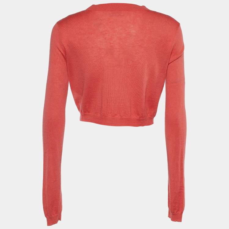 Pre Owned Red Valentino Coral Pink Knit Button Front Cardigan M