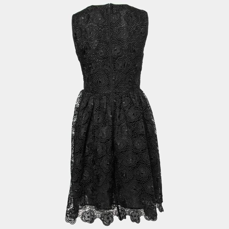 RED Valentino Black Floral Guipure Lace Sleeveless Dress M RED Valentino