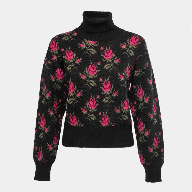 送料無料の商品 RED M Sweater Turtleneck Knit Patterned Rose Black Valentino ニット/セーター