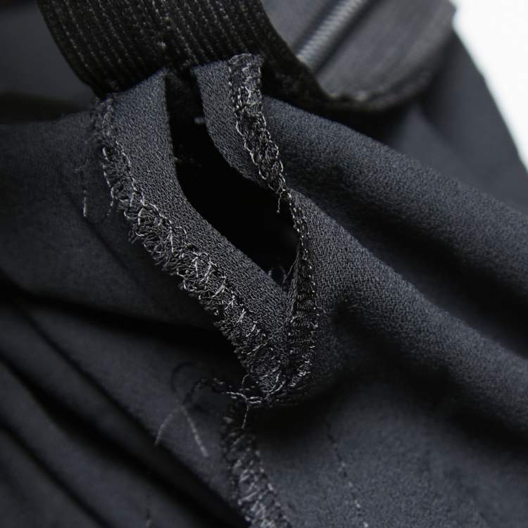 Pre Owned RED Valentino Black Pleated Crepe Bow-Detail Maxi Dress M