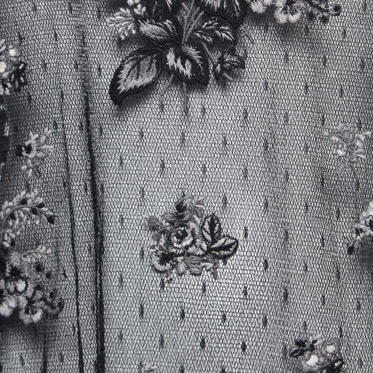 Pre Owned RED Valentino Black Floral Embroidered Lace Blouse M