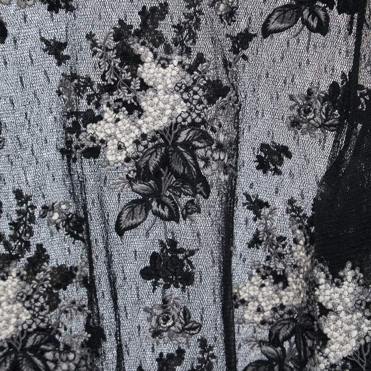 Pre Owned RED Valentino Black Floral Embroidered Lace Blouse M