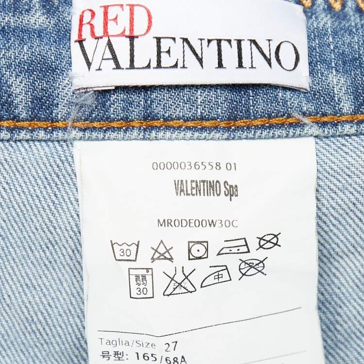 Pre Owned RED Valentino Blue Denim Scallop Trim Jeans S Waist 30"
