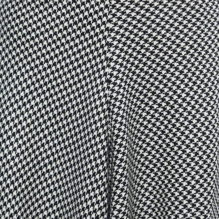 Pre Owned RED Valentino Black Houndstooth Patterned Wool Lace Trim Mini Skirt M