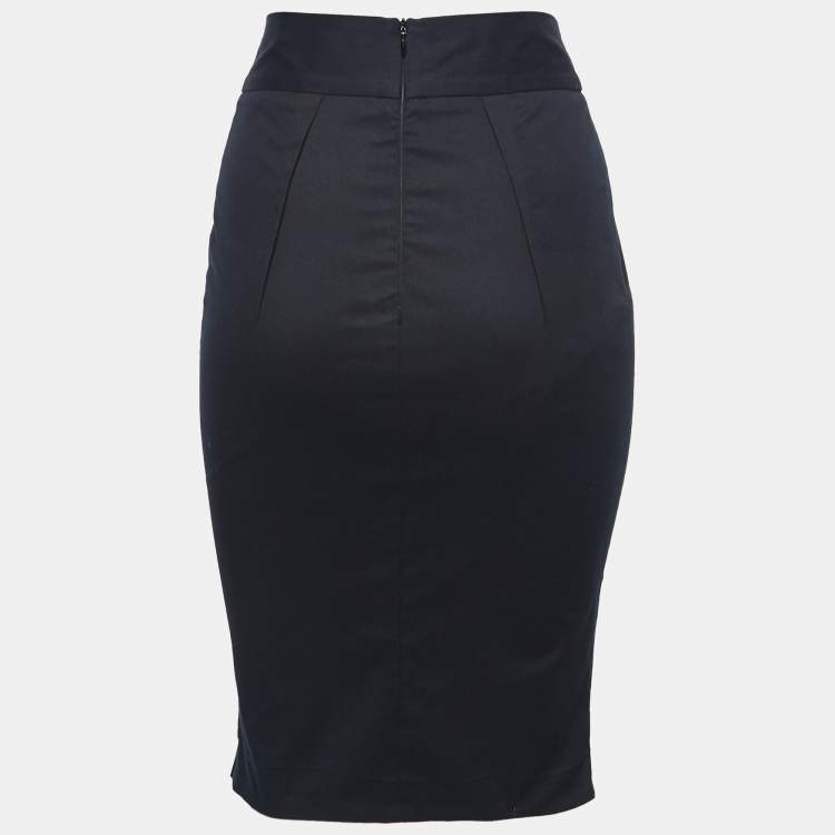 Pre Owned RED Valentino Black Cotton Midi Skirt S