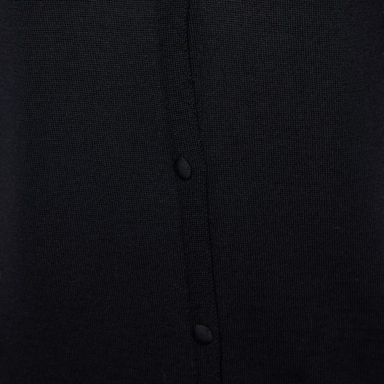 Pre Owned RED Valentino Black Virgin Wool Embellished Shoulder Detail Cardigan M