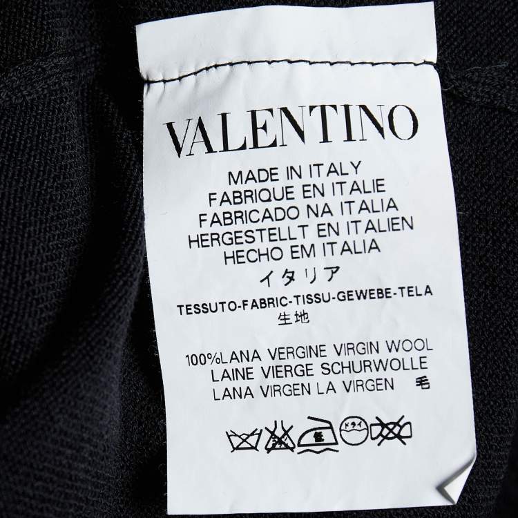Pre Owned RED Valentino Black Virgin Wool Embellished Shoulder Detail Cardigan M