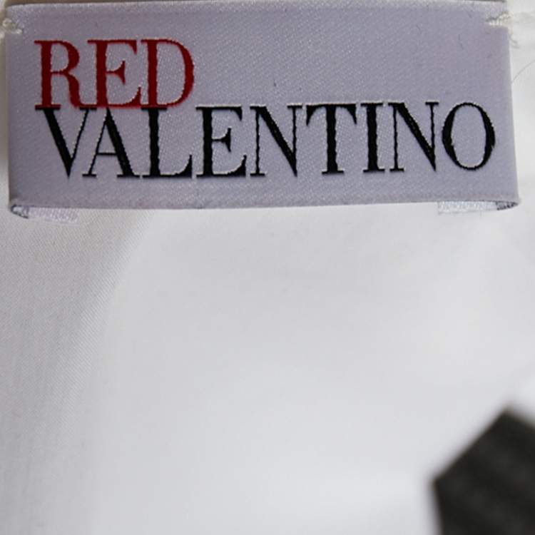 Pre Owned RED Valentino White Cotton Swallow Bird Collar Detail Shift Dress S