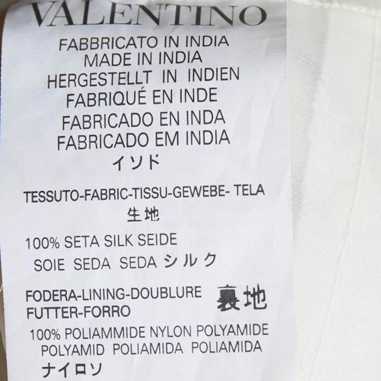 Pre Owned RED Valentino Cream Silk Bead Embellished Tiered Mini Dress M