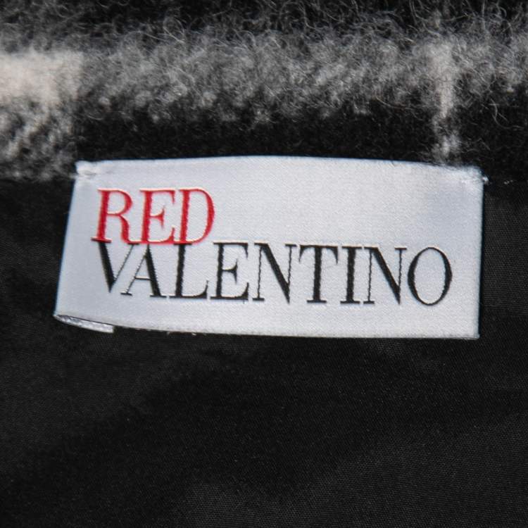 Pre Owned RED Valentino Black Checked Wool Blend Jacket M