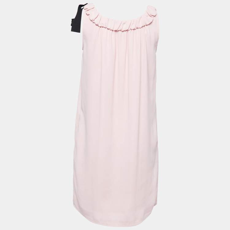 Pre Owned RED Valentino Pink Crepe Tie-Bow Detail Sleeveless Midi Dress M