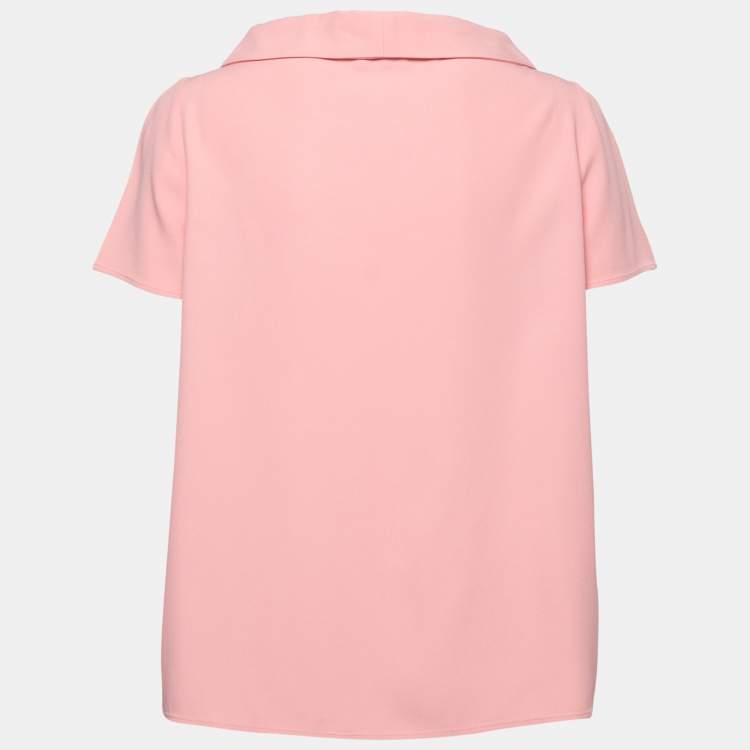 Pre Owned RED Valentino Pink Crepe Bow Detail Blouse M