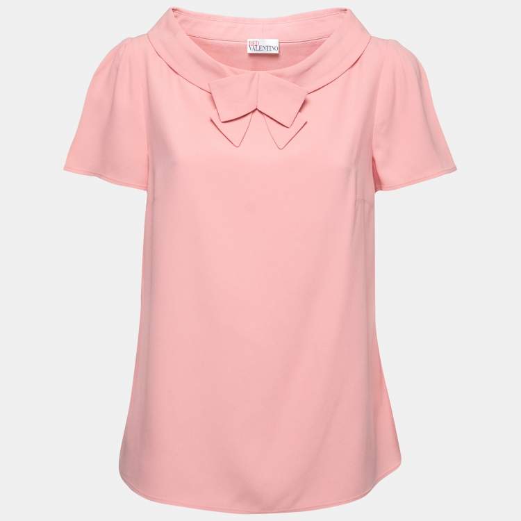 Pre Owned RED Valentino Pink Crepe Bow Detail Blouse M