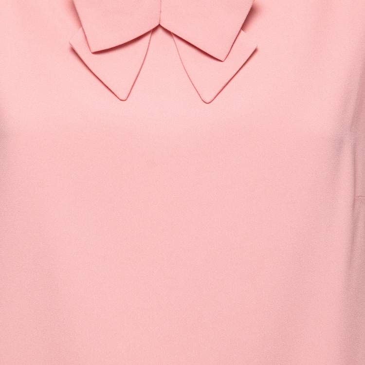 Pre Owned RED Valentino Pink Crepe Bow Detail Blouse M