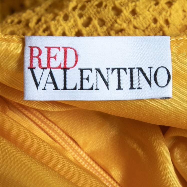 Pre Owned RED Valentino Yellow Knit Sleeveless A-Line Maxi Dress S
