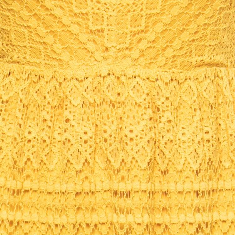 Pre Owned RED Valentino Yellow Knit Sleeveless A-Line Maxi Dress S