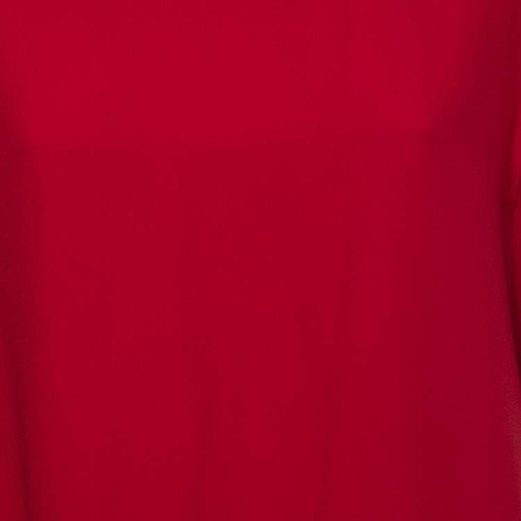 Pre Owned RED Valentino Red Crepe Ruffle Detail Blouse L
