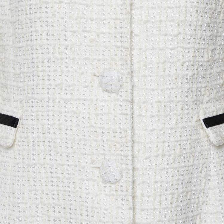 Pre Owned Red Valentino White Tweed Single Breasted Coat M