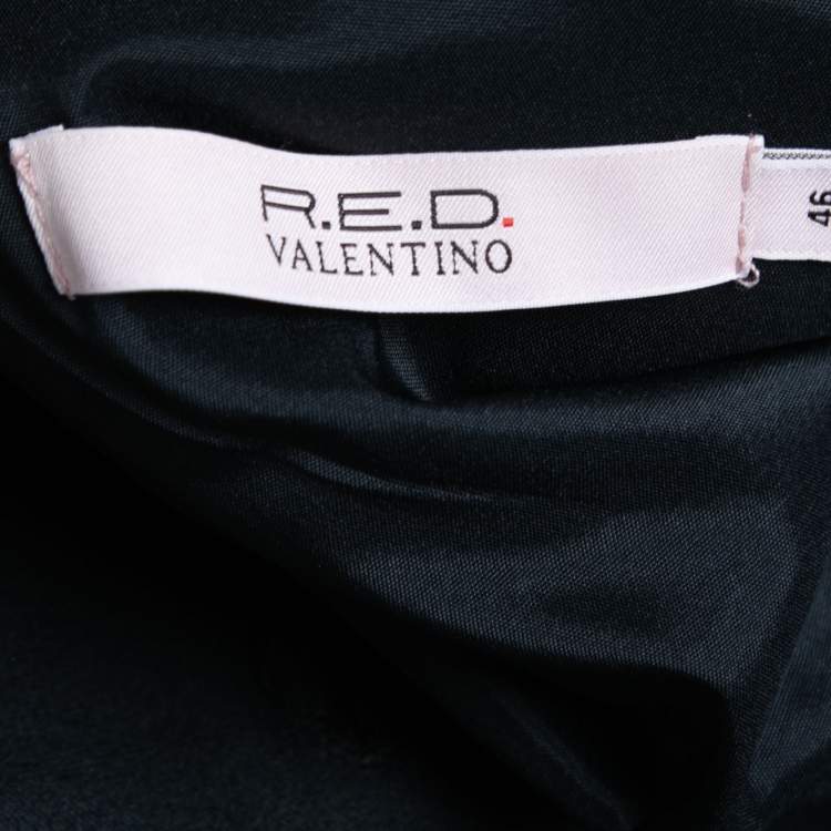 Pre Owned RED Valentino Vintage Black Wool Fox Fur Trimmed Coat L