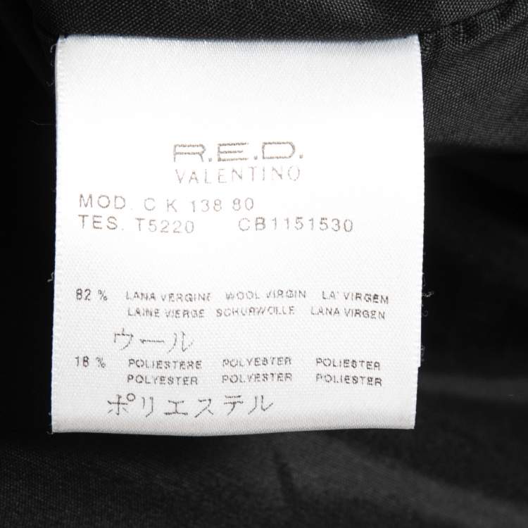 Pre Owned RED Valentino Vintage Black Wool Fox Fur Trimmed Coat L