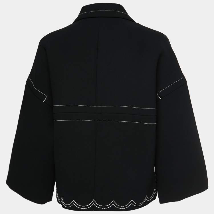 Pre Owned RED Valentino Black Crepe Stitch Detail Oversized Jacket M