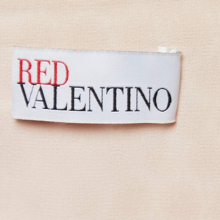Pre Owned RED Valentino Pink/Black Lace Velvet Trimmed Strappy Mini Dress M