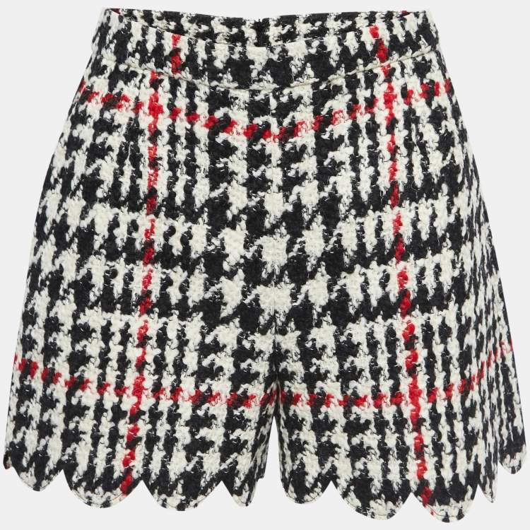 Pre Owned RED Valentino Black/White Patterned Wool Scalloped Shorts S