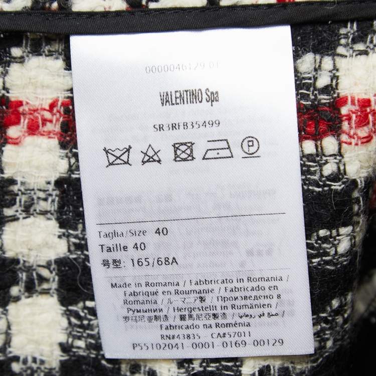 Pre Owned RED Valentino Black/White Patterned Wool Scalloped Shorts S