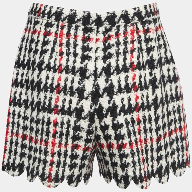 Pre Owned RED Valentino Black/White Patterned Wool Scalloped Shorts S