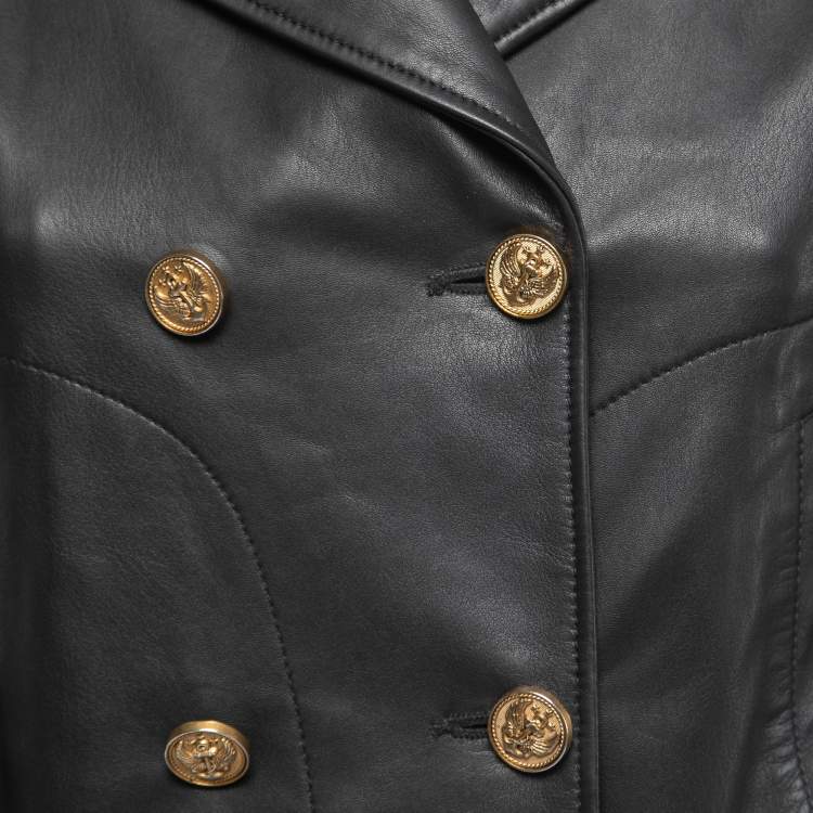Pre Owned RED Valentino Black Leather Double Breasted Jacket S