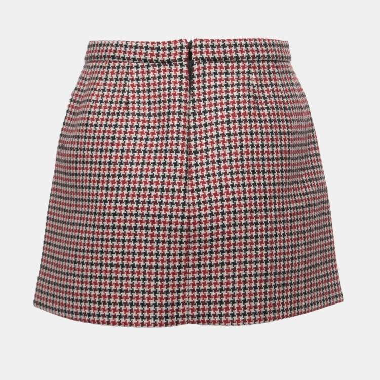 Pre Owned RED Valentino Black/Red Patterned Wool Mini Skirt S