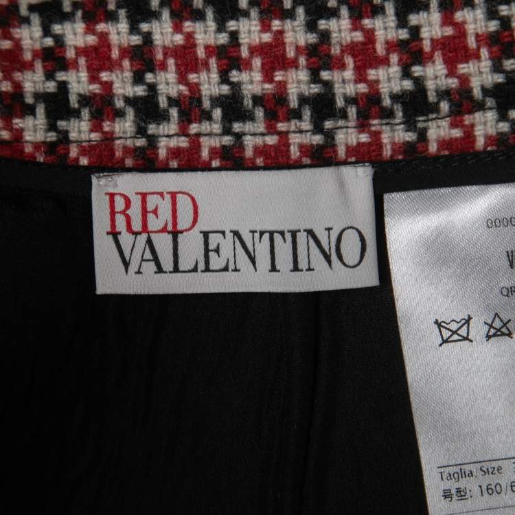 Pre Owned RED Valentino Black/Red Patterned Wool Mini Skirt S