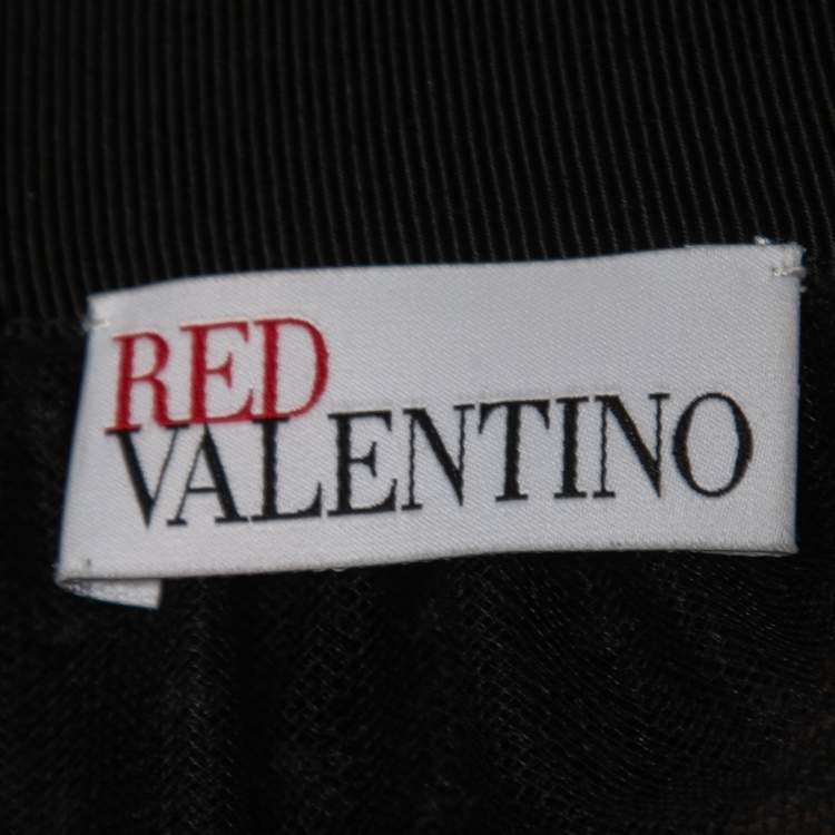 Pre Owned RED Valentino Black Dotted Tulle Ruffled Mini Skirt M